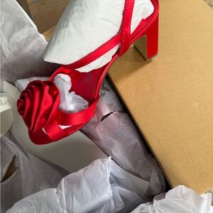 J. Crew Red Patent Leather Slingback Heels